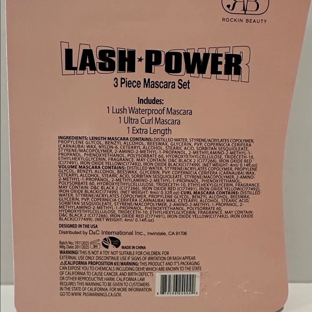 Rockin Beauty Lash Power Jet Black 3 Pc Mascara Set.